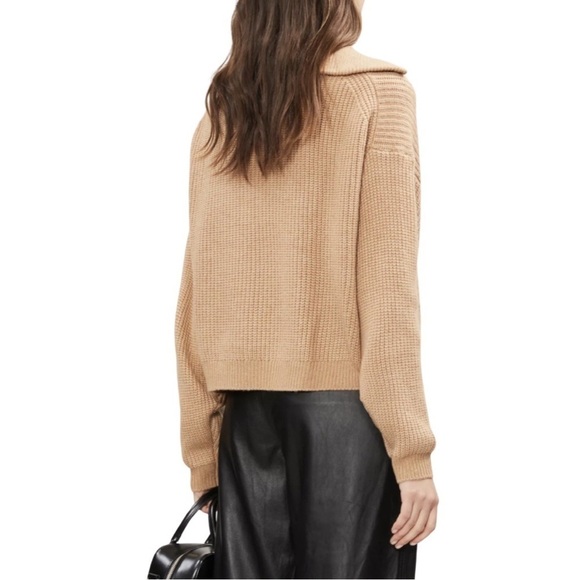 SAMSOE SAMSOE Cashmere Blend Knit Half Zip Tan Sz XXS (Oversized) - Picture 4 of 8